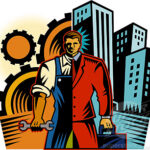 An illustration comparing blue collar vs. white collar